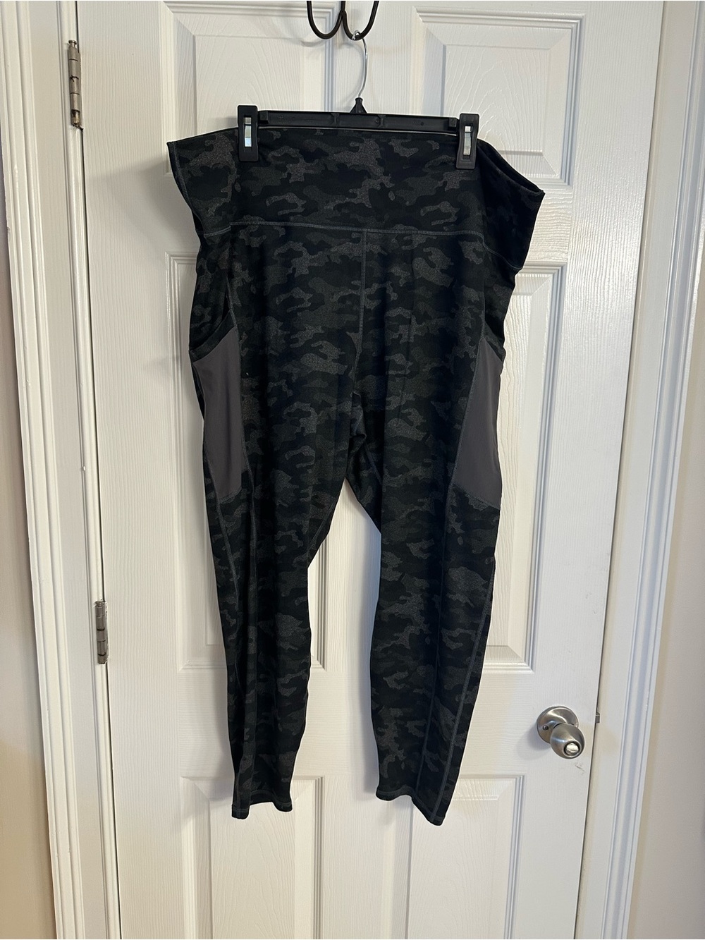 Fabletics Black Camo High-Waist Leggings with Side Panels